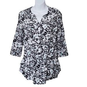 Croft & Barrow Women's Floral Print 3/4 Sleeves Peplum Blouse S